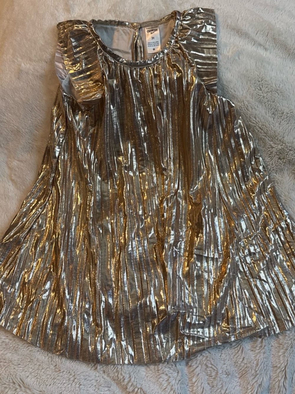 OshKosh B'gosh Metallic Gold Pleated Party Dress